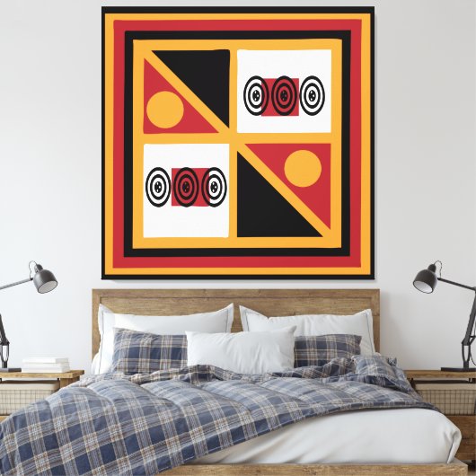 Abstract Afrikaans tribaal geometrisch patroon Canvas Afdruk (Insitu (Slaapkamer))