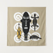 Abstract Afrikaans tribaal portret Wandkleed (Voorkant)