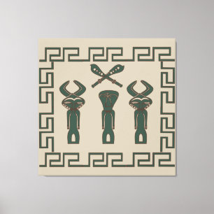 Abstract Afrikaans tribaal ritueel tafereel Canvas Afdruk