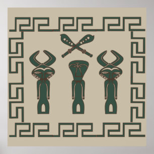 Abstract Afrikaans tribaal ritueel tafereel Poster