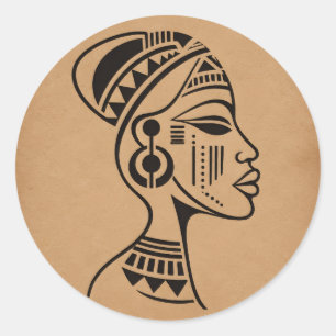 Abstract Afrikaans Tribal Gezicht Minimalistisch Ronde Sticker