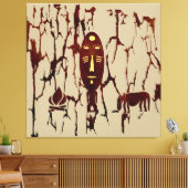 Abstract Afrikaans tribal scene kunst Canvas Afdruk (Insitu (Woonkamer))
