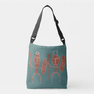 Abstract-Afrikaanse stammenkrijgerskunst Crossbody Tas