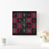 Abstract-Afrikaanse stammenkunst Vierkante Klok (Huis)