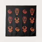 Abstract-Afrikaanse stammenkunst Wandkleed (Voorkant)