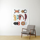 Abstract-Afrikaanse stammenkunst Wandkleed (In Situ (horizontaal))