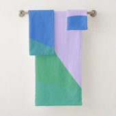 Abstract afspeeldeeg kleurblok lavender groen bad handdoek (Insitu)
