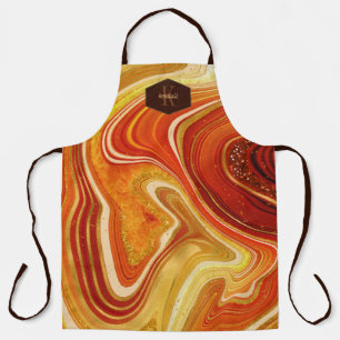 Abstract Agate Monogram heet Sinaasappel ID827 Schort