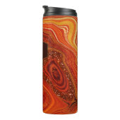 Abstract Agate Monogram heet Sinaasappel ID827 Thermosbeker (Geroteerd rechts)