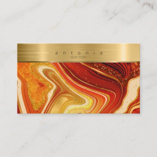 Abstract Agate Monogram heet Sinaasappel ID827 Visitekaartje (Voorkant)