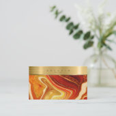 Abstract Agate Monogram heet Sinaasappel ID827 Visitekaartje (Staand voorkant)