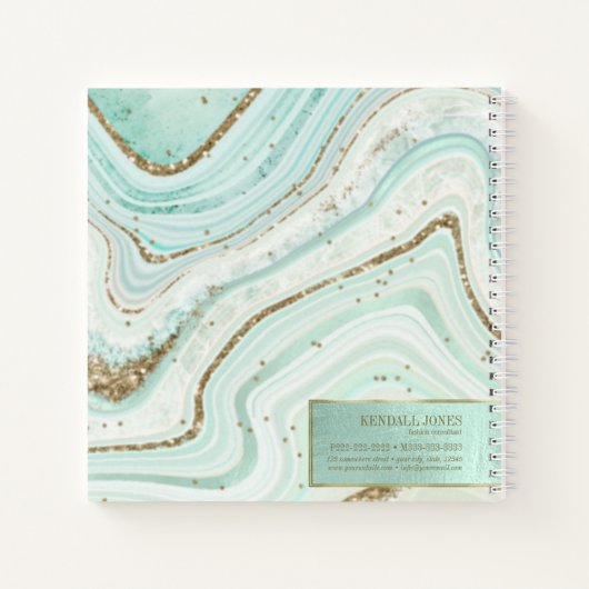 Abstract Agate Monogram Mint ID827 Notitieboek (Achterkant)