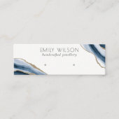 Abstract AGATE Navy Blue Gold Stud Earning Display Mini Visitekaartje (Voorkant)