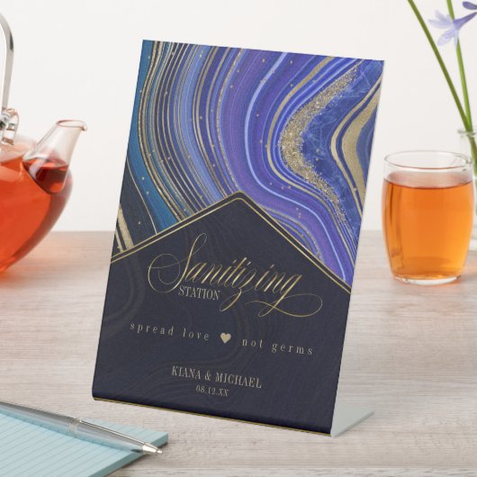 Abstract Agate Sanitizing Station Midnight ID827 Reclamebord Met Voetstuk (Insitu)