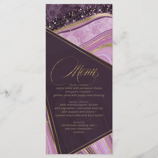 Abstract Agate Wedding Menu V2 Mauve ID827 (Voorkant)