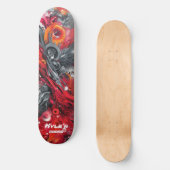 Abstract airbrush street art in reds and grays skateboard (Voorkant)