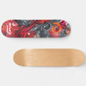 Abstract airbrush street art in reds and grays skateboard (Horizontaal)