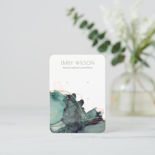 Abstract alcoholinkt Gold Green 3-draagbeeldscherm Visitekaartje