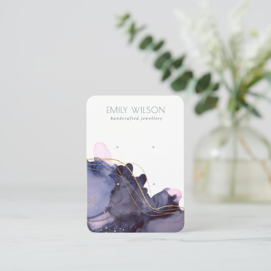 Abstract alcoholinkt Gold Navy 2-beeldscherm Visitekaartje (Staand voorkant)