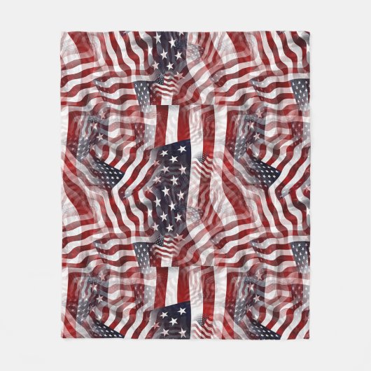 Abstract Amerikaans Rood Wit Blauw Vlag Motief Fleece Deken (Voorkant)