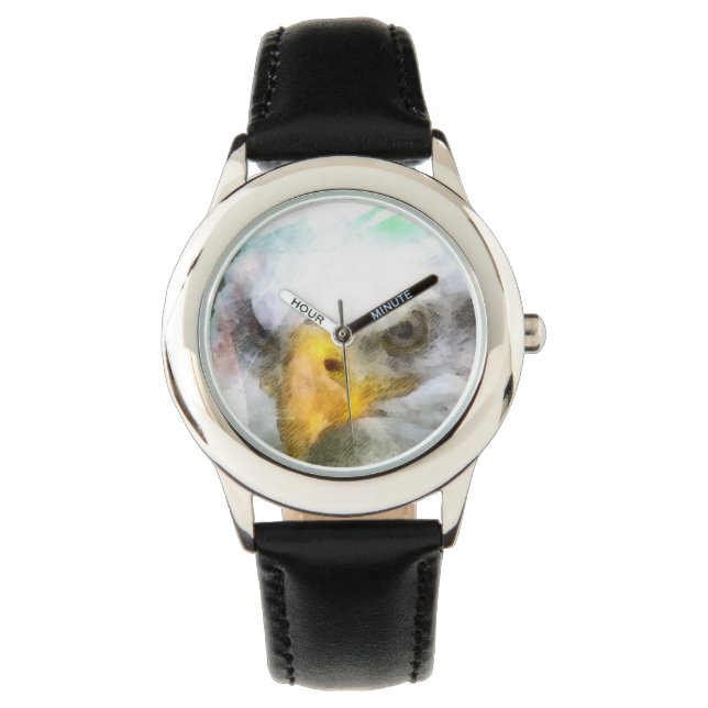 Abstract-Amerikaanse Bald Eagle Horloge (Voorkant)