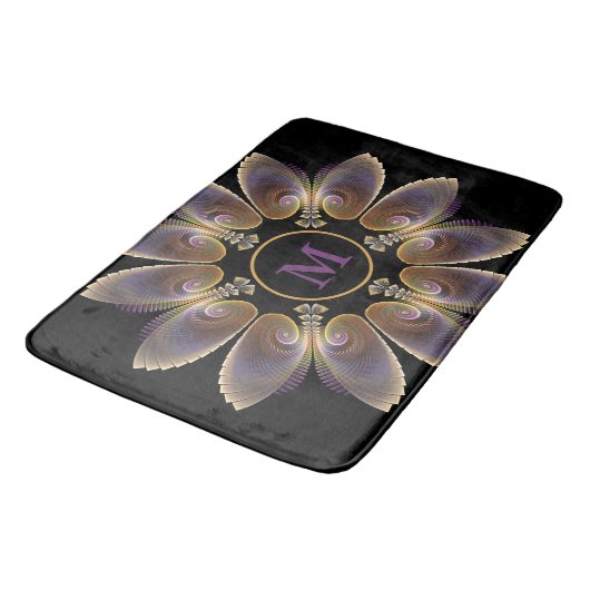 Abstract Angel Wings Mandala Fractal Monogram Badmat (Gekanteld)
