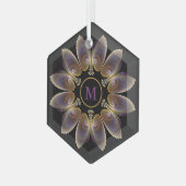 Abstract Angel Wings Mandala Fractal Monogram Glas Ornament (Voorkant links)