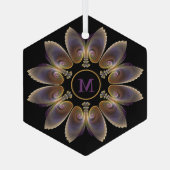 Abstract Angel Wings Mandala Fractal Monogram Glas Ornament (Achterkant)