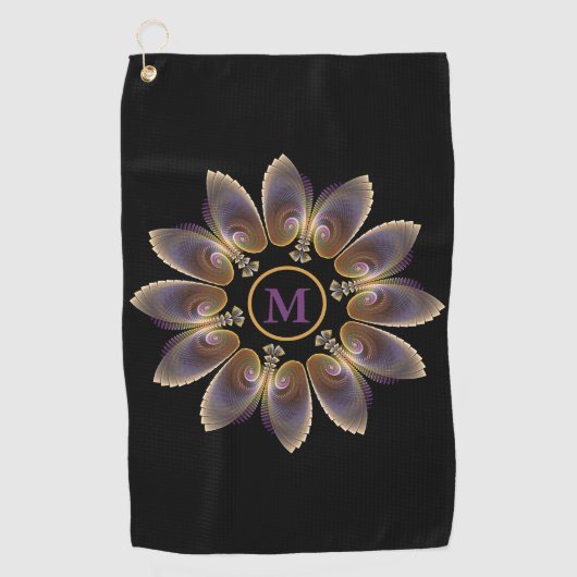 Abstract Angel Wings Mandala Fractal Monogram Golfhanddoek (Voorkant)