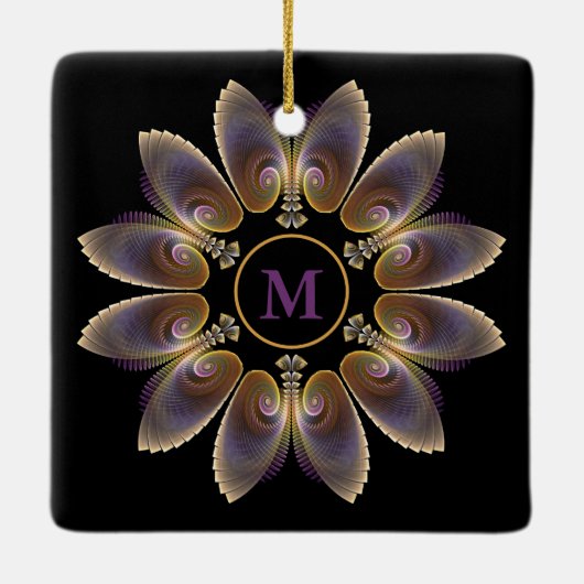 Abstract Angel Wings Mandala Fractal Monogram Keramisch Ornament (Achterkant)