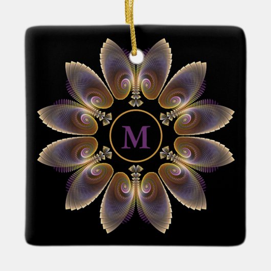 Abstract Angel Wings Mandala Fractal Monogram Keramisch Ornament (Voorkant)