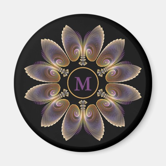 Abstract Angel Wings Mandala Fractal Monogram Magneet (Voorkant)