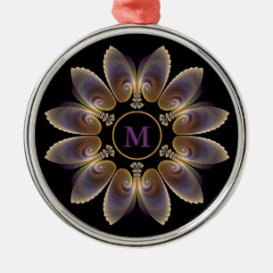 Abstract Angel Wings Mandala Fractal Monogram Metalen Ornament