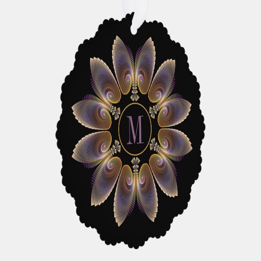 Abstract Angel Wings Mandala Fractal Monogram Ornament Kaart (Rechts)
