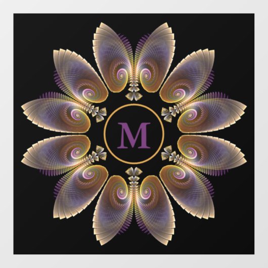 Abstract Angel Wings Mandala Fractal Monogram Raamsticker (Vel)