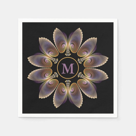 Abstract Angel Wings Mandala Fractal Monogram Servet (Voorkant)