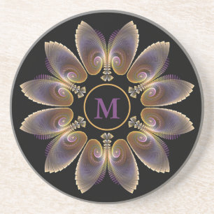 Abstract Angel Wings Mandala Fractal Monogram Zandsteen Onderzetter