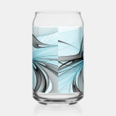 Abstract Anthracite Gray Blue Modern Fractal Art Blikvorm Glas (Links)