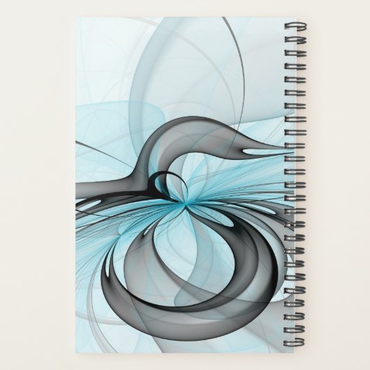 Abstract Anthracite Gray Blue Modern Fractal Art Planner (Achterkant)