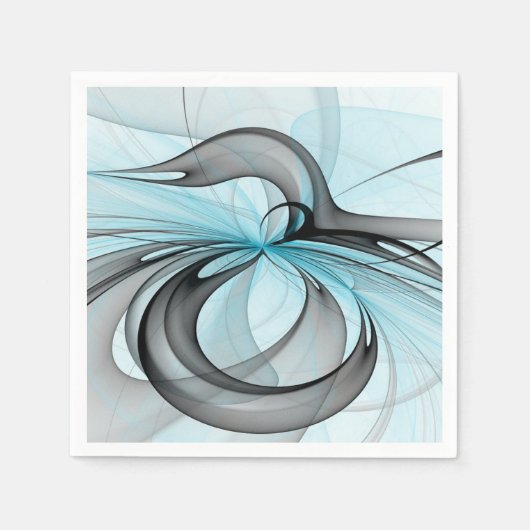 Abstract Anthracite Gray Blue Modern Fractal Art Servet (Voorkant)