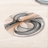 Abstract Anthracite Gray Sienna Modern Fractal Art Ronde Kartonnen Onderzetter (Gebogen)