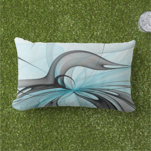 Abstract Antraciet Grijs Blauw Moderne Fractale Ku Buitenkussen