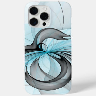 Abstract Antraciet Grijs Blauw Moderne Fractale Ku iPhone 15 Pro Max Hoesje