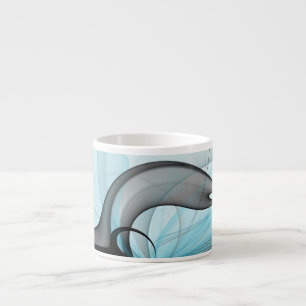Abstract Antraciet Grijs Blauw Moderne Fractale Ku Espresso Kop