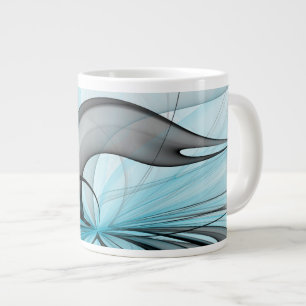 Abstract Antraciet Grijs Blauw Moderne Fractale Ku Extra Grote Beker