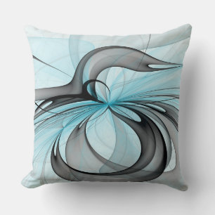 Abstract Antraciet Grijs Blauw Moderne Fractale Ku Kussen