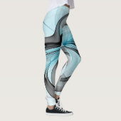 Abstract Antraciet Grijs Blauw Moderne Fractale Ku Leggings (Rechts)