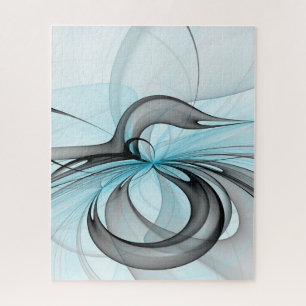 Abstract Antraciet Grijs Blauw Moderne Fractale Ku Legpuzzel