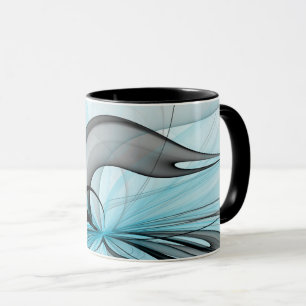 Abstract Antraciet Grijs Blauw Moderne Fractale Ku Mok