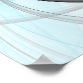 Abstract Antraciet Grijs Blauw Moderne Fractale Ku Poster (Hoek)